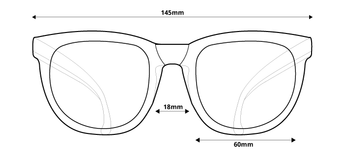 size of polarized sunglasses Ozzie OZ 01:39 P1 - front view