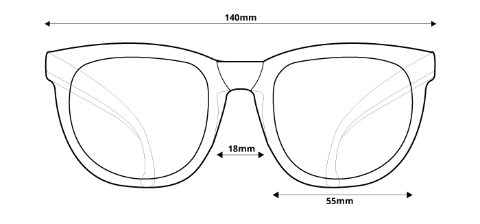 size of polarized sunglasses Ozzie OZ 20:91 P8 - front view